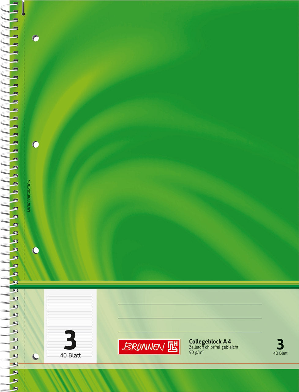 BRUNNEN-Collegeblock-A4-Lineatur-3-Spinalblock-106720302