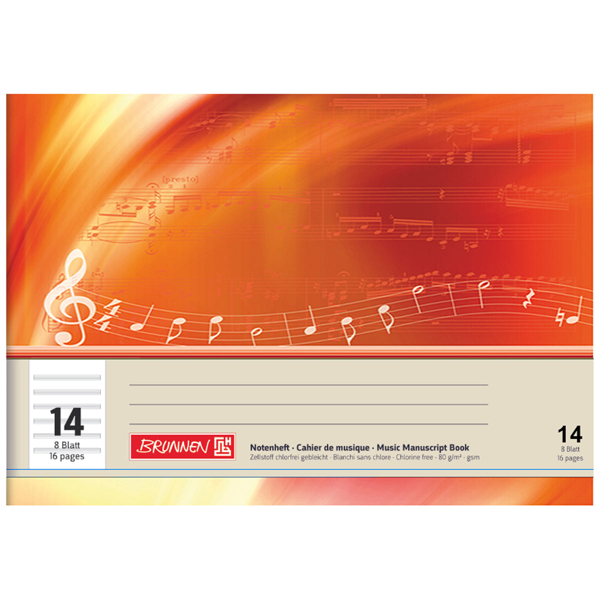 Brunnen-Notenheft-A5-quer-16-Blatt-Lineatur-14-orange-lafueliki