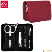 Erbe-Manikuere-Set-Siena-schwarz-rot-5tlg-Linkshaender-Reissverschluss-lafueliki