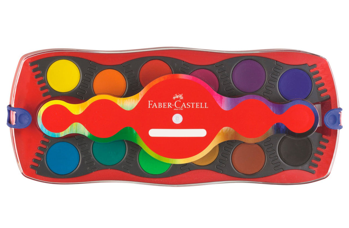 Faber-Castell-Deckfarbkasten-malkasten-Connector-12-Farben-rot-125030-geschlossen-lafueliki