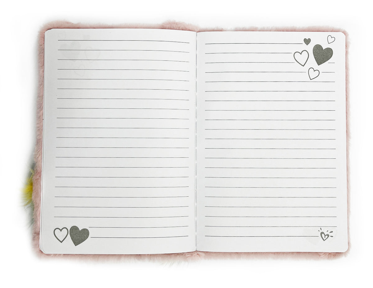 Flauschiges-Notizbuch-A5-Katze-rosa-regenbogen-31372-lineatur-liniert-kaufen-lafueliki