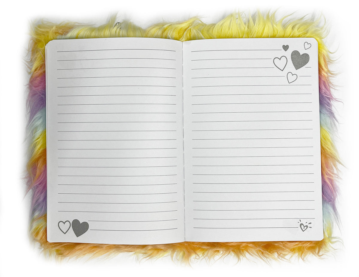 Flauschiges-Notizbuch-A5-Wuschel-Einhorn-bunt-31376-glitzer-lineatur-liniert-kaufen-lafueliki