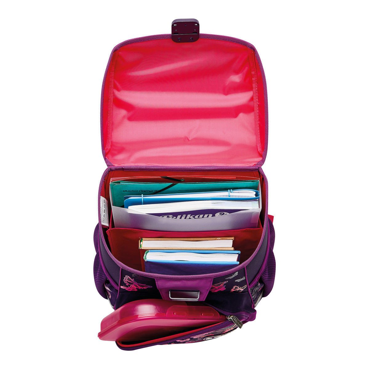 Herlitz-Loop-Plus-Schulranzen-Set-schmetterling-butterlfies-offen-mit-inhalt-lafueliki