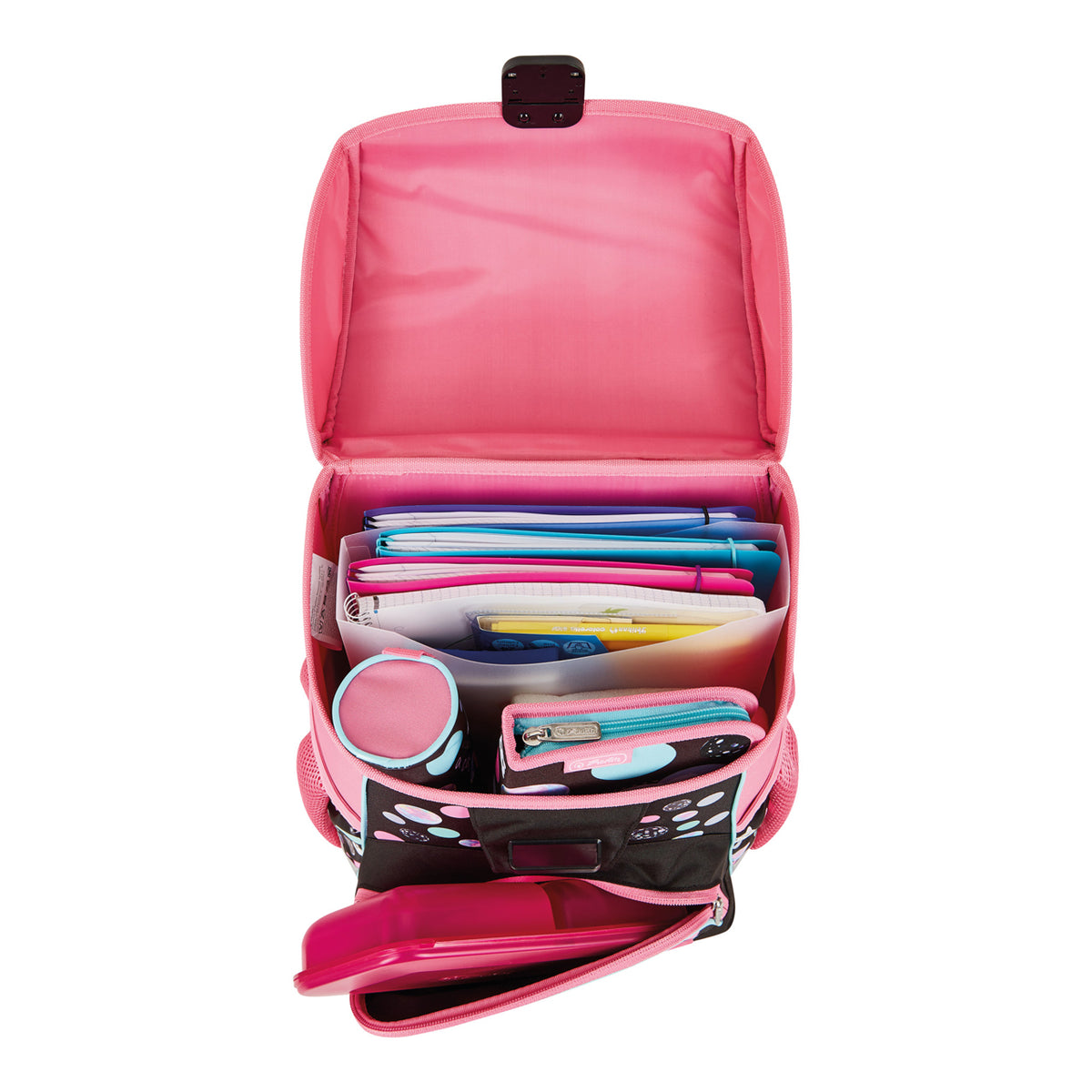 Herlitz-Loop-Plus-Schulranzen-katze-cute-cat-400810345109-offen-mit-inhalt-lafueliki