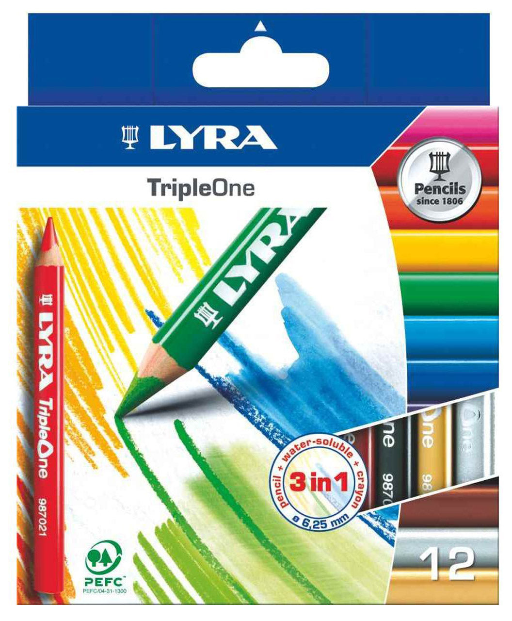Das ist ein Bild vom LYRA TripleOne 3in1 Farbstift 12er Set in Etui 649188 bei lafueliki