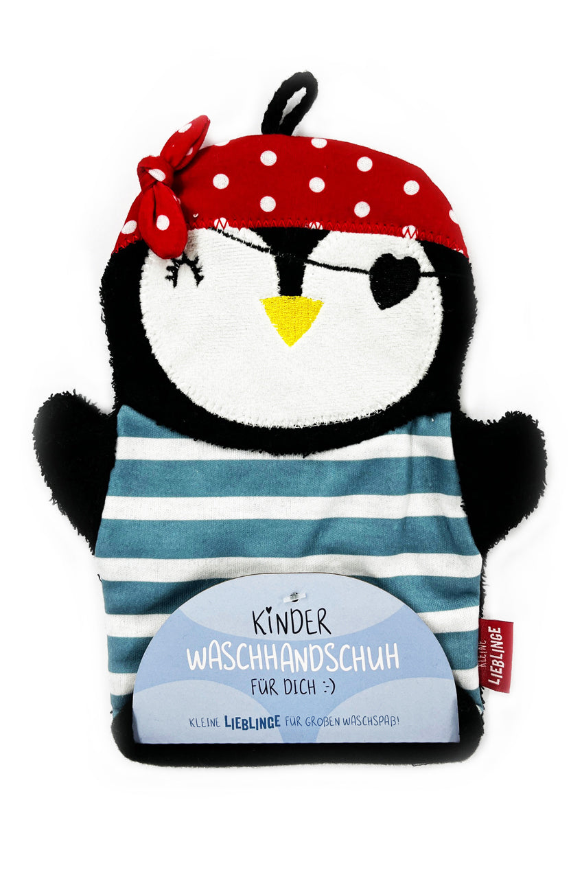 La-Vida-Kinder-Waschhandschuh-Motiv-Waschlappen-Pinguin-Geschenk-lafueliki