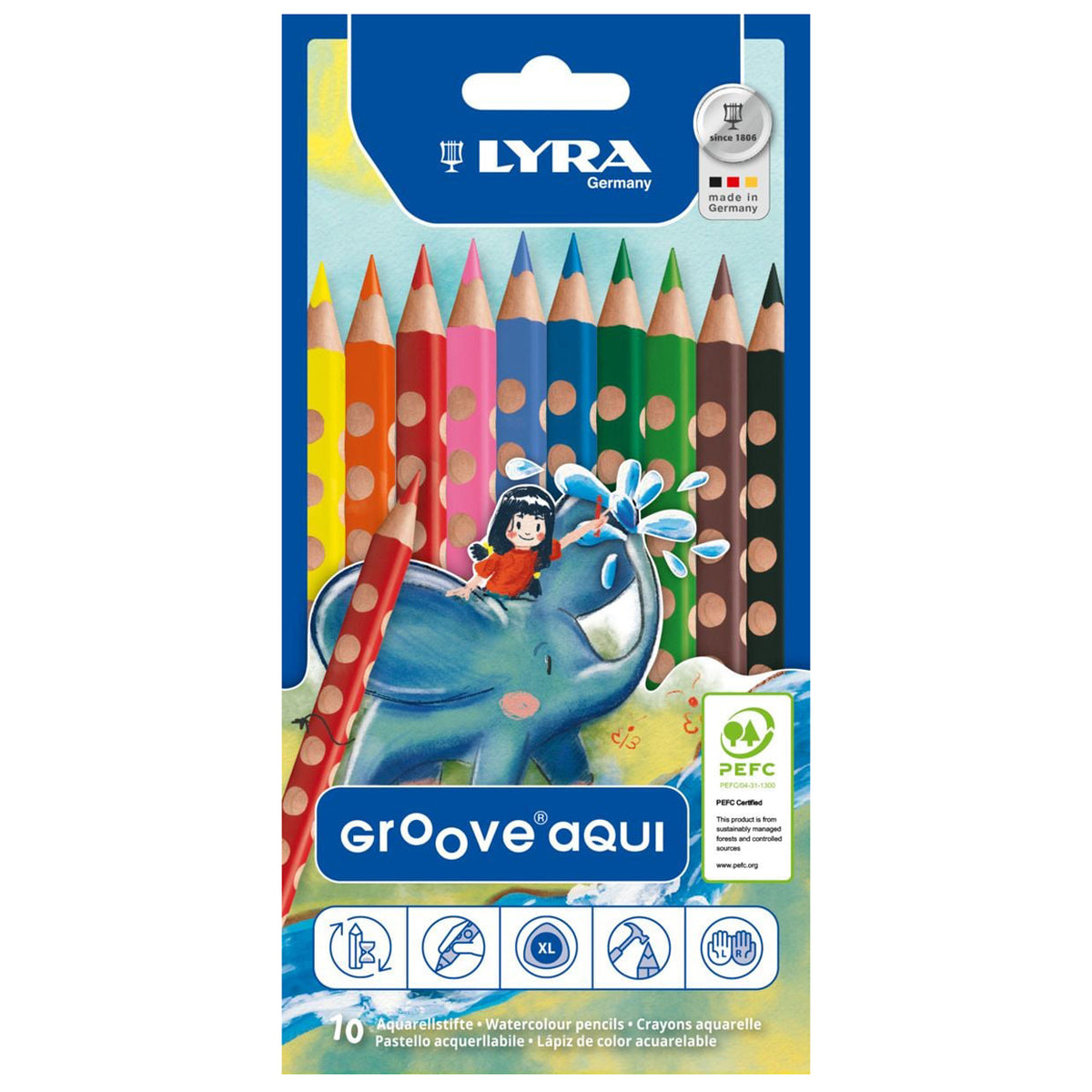 Lyra Groove Jumbo Buntstift · 10er · Aqui · wasservermalbar