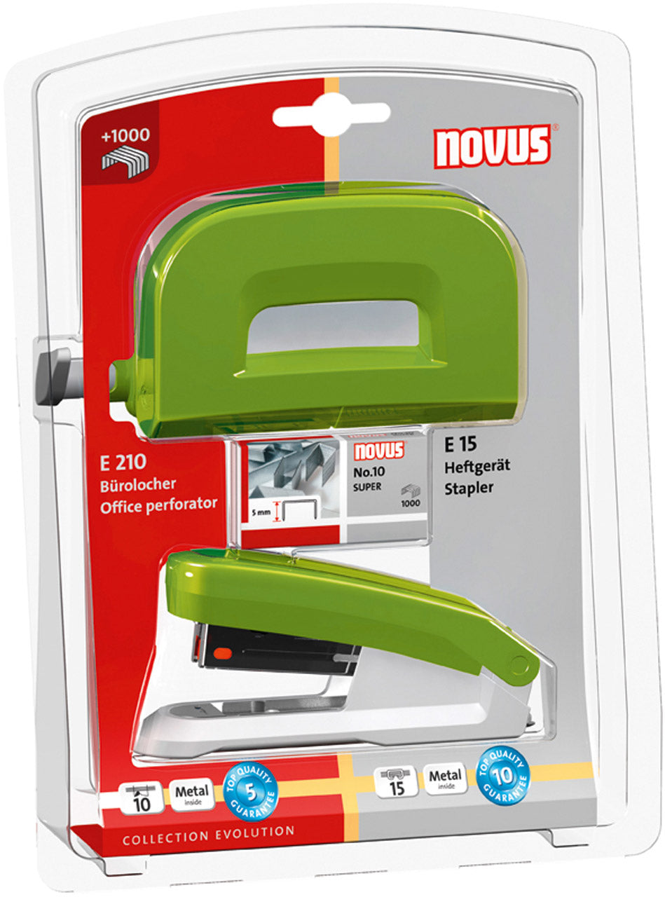 Novus-Locher-Tacker-Bueroset-Evolution-Twin-Set-E15-E210-gruen-kiwi