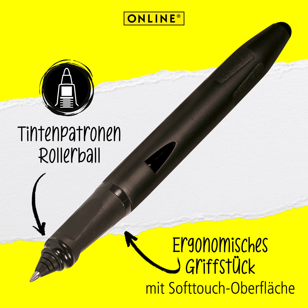 ONLINE-Switch-Plus-Tintenroller-mit-Stylus-Tip-26016-schwarz-black-lafueliki