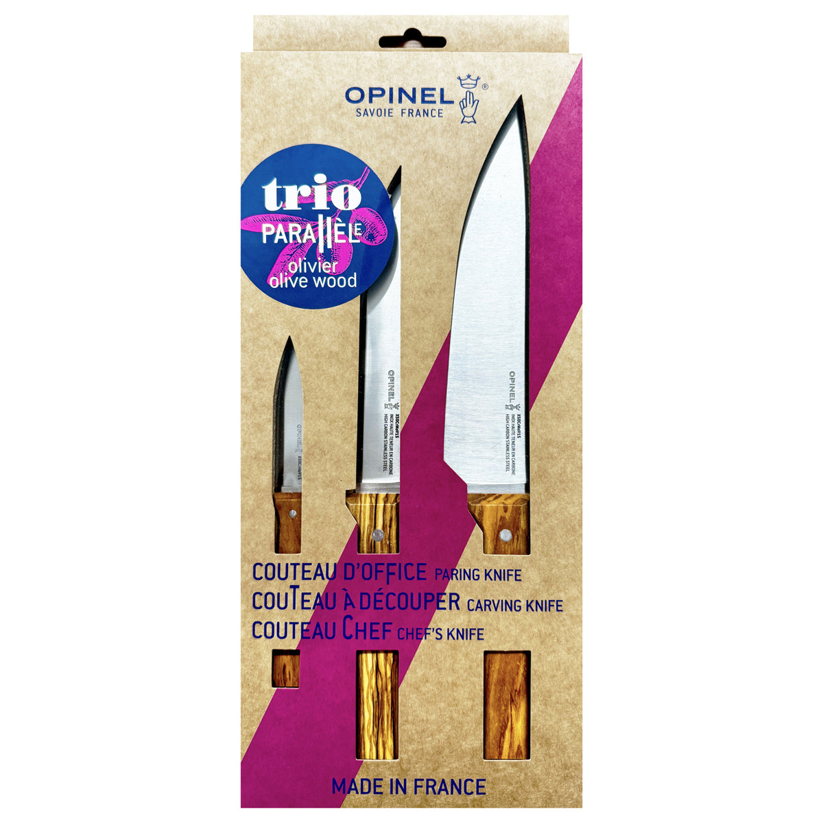 Opinel-Messerset-3-teilig-Parallele-Trio-Olivenholz-messer-OVP
