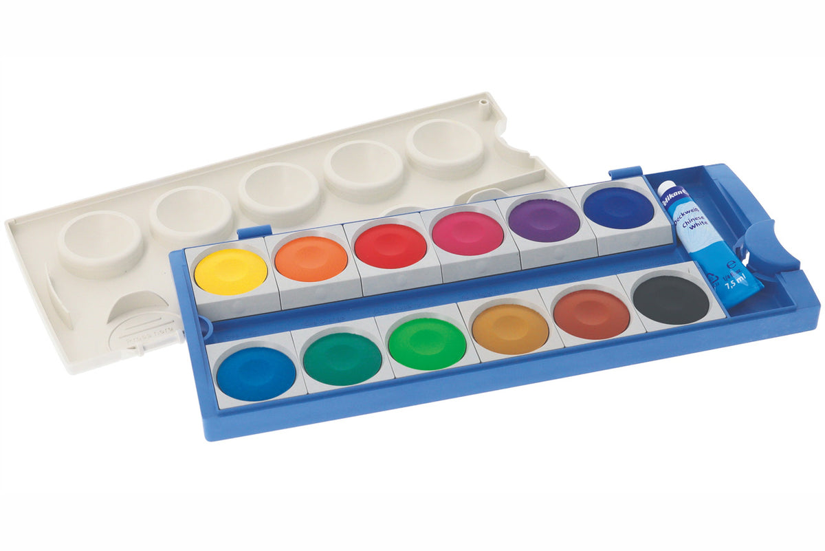 Pelikan-Deckfarbkasten-K12-eco-12-farben-fuer-die-Schule-701174-offen-nachaltig
