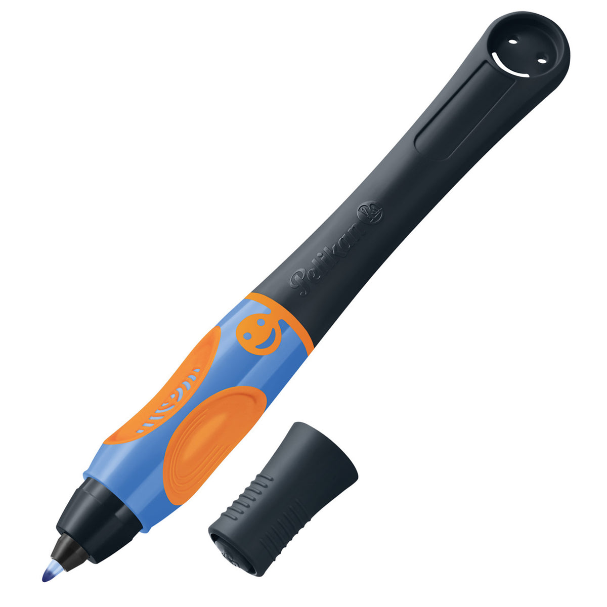 Das Bild zeigt den Pelikan Griffix Tintenroller für Rechtshänder in der Farbe Neon Black - schwarz.