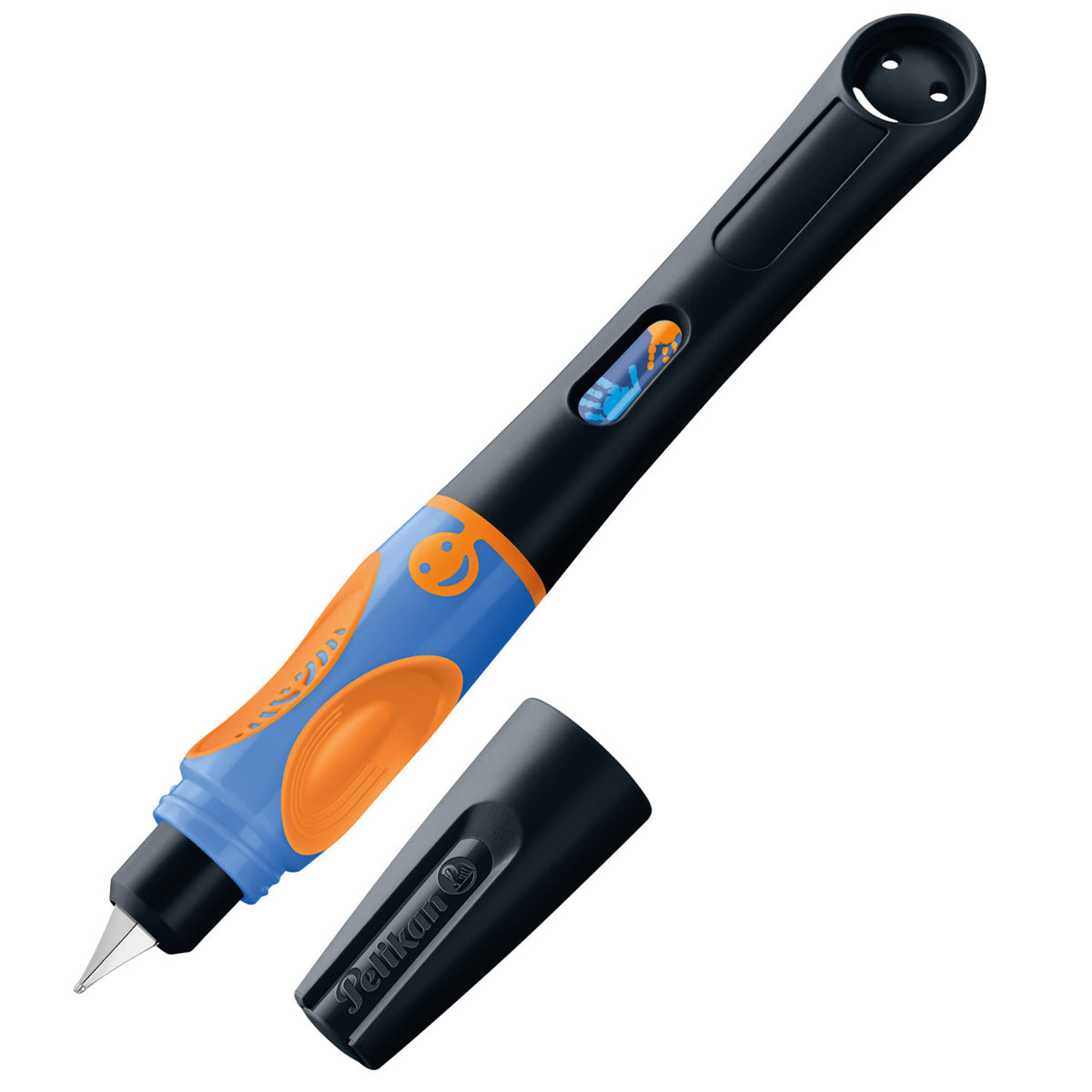 Das Bild zeigt Pelikan Griffix Füller für Rechtshänder in der Farbe Neon Black - schwarz.