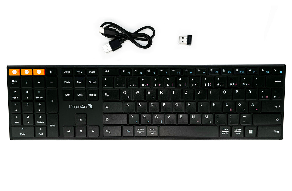 ProtoArc-Linkshaender-Tastatur-XK21-DE-kabellose-Bluetooth-USB-schwarz-QWERTZ-Deutsch-inhalt-online-kaufen-lafueliki