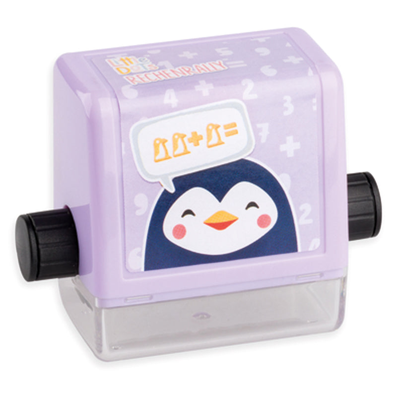 TRODAT Little Dots Rechenrally Rollstempel · Erstes Zählen 1–10 · Pinguin