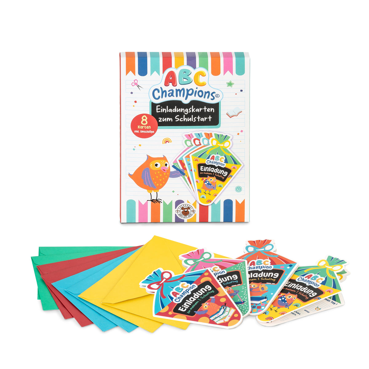 Trendhaus-Einladungen-8er-Set-Schultuete-fuer-acht-kinder-ABC-Champions-962881-lafueliki