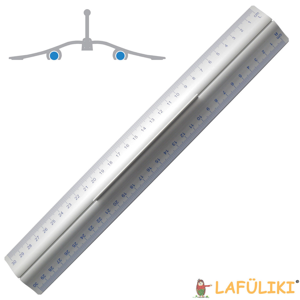 Wedo-Aluminium-Lineal-30-cm-Linkshaender-Rechtshaender-mit-Griffleiste-ruschfest-Rutschsicherung-lafueliki